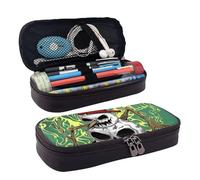 Leather Pencil Case Monster Skull Snowman Zipped Compartments Pencil Bag Pen Cases Storage Bag