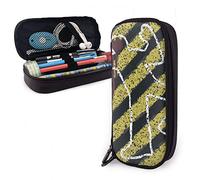 Leather Pencil Case Murder Crime Scene Large Capacity Pen Case with Zipper Pencil Bag Durable Pen Case for Office College Middle High School