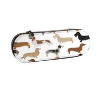 Leather Pencil Case Organizer for Stationery Storage,Smooth Wire Haired Long Haired Dachshunds Dogs Pets