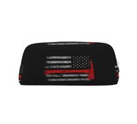 Leather Pencil Case Organizer, Premium Pvc Cosmetic Bag 8x5.5x20.5cm, Firefighter Axe Red Line Flag Pencil Pouch With Anti-Scratch Padding, Waterproof Makeup Travel Pouch For School, Office, Travel