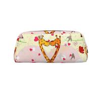 Leather Pencil Case Organizer, Premium Pvc Cosmetic Bag 8x5.5x20.5cm, Giraffe Heart Flower Butterfly Pencil Pouch, Waterproof Makeup Travel Pouch With Anti-Scratch Padding For School Office Travel