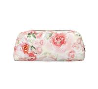 Leather Pencil Case Organizer, Premium Pvc Cosmetic Bag 8x5.5x20.5cm, Soft Color Pale Faded Mix Roses Pencil Pouch, Waterproof Makeup Travel Pouch With Anti-Scratch Padding For School Office Travel