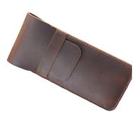 Leather Pencil Case Practical & Portable Personality Retro Pure Handmade First Layer Cowhide Pen Case for Men, Women, Girls, Boys (Brown (L))