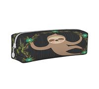 Leather Pencil Case Sloth Stationery Pencil Bag Makeup Pouch Portable Office Stationery Bag for Teens Girls Adults