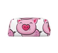 Leather Pencil Case Smile Pink Pig Print Pencil Case Bag Spacious And Stylish Zipper Pencil Pouch Office Use Pencil Bag