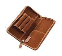 Leather Pencil Case | Vintage Stationery Storage Pouch with 3 Compartments - Fountain Pen Storage | Office School Study Art Drawing Journal Creative Travel Home, brown, Se référer au descriptif, Refer