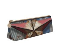 Leather Pencil Case with Zipper - Stylish Leathers Pen Holder Pen Case for Women Men - Leather Pencil Bag American Wastern Texas Star Pen Pouch for Work, Office & Travel Pencil Pouch Aesthetic