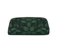 Leather Pencil Case with Zipper Stylish Pen Holder Aesthetic Pen Case for Women Men Leather Pencil Bag Hunter Green Floral Petals Pattern Pen Pouch for Work Office Travel Pencil Pouch Makeup Bag