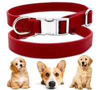 Leather Pet Dogs Collars, BETOY Adjustable Durable Comfortable Basic Leather Collar Soft Leather Padded Custom Dog Collar for Small Medium Large Dogs, Adjustable from 27 to 40cm