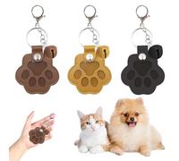 Leather Pet Memorial Keychain 3PCS Pet Fur Keepsake Keyring with Bell Paw Shaped Dog Hair Collector Keychain Pets Hair Storage Pouch Fur Memorial Keyring for Pet Commemorative Pet Memorial Gifts
