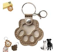 Leather Pet Memorial Keychain,Cute Paw Shaped Keepsake Collection of Cat and Dog Fur,Storage Pendant for Pet Lovers (Grey)