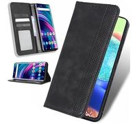 Leather Phone Case Compatible with ZTE nubia RedMagic 10 Air, Wallet Magnetic Cover with Credit Card Slots and Flip Stand, Black