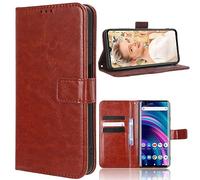 Leather Phone Case Compatible with ZTE nubia RedMagic 10 Air, Wallet Magnetic Cover with Credit Card Slots and Flip Stand, Brown