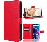 Leather Phone Case Compatible with ZTE nubia RedMagic 10 Air, Wallet Magnetic Cover with Credit Card Slots and Flip Stand, Red