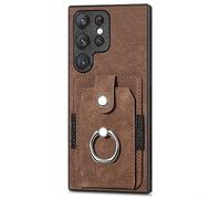 Leather Phone Case for Samsung Galaxy S23 Wallet Cover with Ring Kickstand Elastic Card Holder (Galaxy S23,Brown)