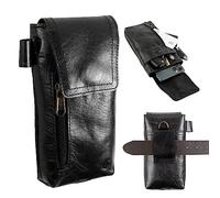 Leather Phone Holster - Genuine Full-Grain Buffalo Leather Cell Phone Holsters - 7” H x 3.5" W Leather Cell Phone Holster for Large Smartphones - Secure & Durable Phone Belt Holder by MOONSTER®