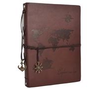 Leather Photo Album, Photo Scrapbook Albums DIY Photo Books, Memory Photo Album, Wedding Family Picture Albums for Birthday Christmas Valentines Anniversary Mother's Day Gift (Map)