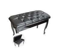 Leather Piano Bench Solid Wood Stool Genuine Duet Keyboard Stools 76 X 35 49cm Suitable For Children And Adults Teak (zwart One Size)