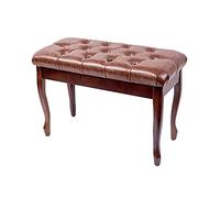 Leather Piano Bench Solid Wood Stool Genuine Duet Keyboard Stools 76 X 35 49cm Suitable For Children And Adults Teak (teak One Size)