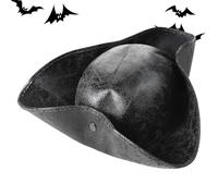 Leather Pirate Hat | Leather Tricorn Hat,Costume Headwear for Stage Show Family Gathering Masquerade Theater Performance Halloween Cosplay School Plays