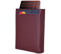 Leather Pop Up Wallet for Men - Smart Wallet for Men - Slim Wallet for Men - Pop Up Metal Case - RFID Blocking Credit Card Wallet - Card Holder Wallet & Cash Slot - Holds Up to 6+4 Cards - ID Window,