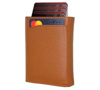 Leather Pop Up Wallet for Men - Smart Wallet for Men - Slim Wallet for Men - Pop Up Metal Case - RFID Blocking Credit Card Wallet - Card Holder Wallet & Cash Slot - Holds Up to 6+4 Cards - ID Window,