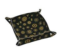 Leather Portable Tray Desktop Storage Organizer Bedside for Men Women Sacred Zodiac Symbol Magic Occult Valet Tray