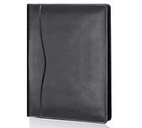 Leather Portfolio Folder Padfolio, Business Padfolio Organizer Document Planner Portfolio Binder Storage Pocket for Legal Pad Holder Paperwork Phone Men Women (Black)