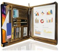 Leather Portfolio for Men - A4 Zippered Padfolio, Professional Organizer