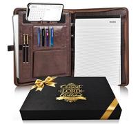 Leather Portfolio for Men, Christian Religious Gifts for Men with Laptop Pocket, Padfolio Binder Folder with Zipper for Women, Business Large Organizer Case for Bible Notebook Notepad Phone (Brown)