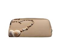 Leather Pouch For Pens, Large Capacity Pencil Case With Gold Zipper, Beach Sea Shell Sand Pencil Case, Waterproof Pen Bag For Travel, School, Office Organizer, Pen Pouch Holder Stationery Organizer