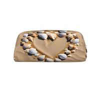 Leather Pouch For Pens, Large Capacity Pencil Case With Gold Zipper, Beach Sea Shell Sand Print Pencil Case, Waterproof Pen Bag For Travel School Organizer, Pen Pouch Holder Stationery Organizer