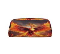 Leather Pouch For Pens, Large Capacity Pencil Case With Gold Zipper, Fantasy Phoenix Pencil Case, Waterproof Pen Bag For Travel, School, Office Organizer, Pen Pouch Holder Stationery Organizer