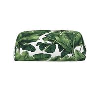 Leather Pouch For Pens, Large Capacity Pencil Case With Gold Zipper, Tropical Banana Palm Leaf Pencil Case, Waterproof Pen Bag For Travel School Office Organizer, Pen Pouch Holder Stationery Organizer