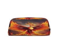 Leather Pouch For Pens, Large Capacity Pencil Case With Silver Zipper, Fantasy Phoenix Pencil Case, Waterproof Pen Bag For Travel, School, Office Organizer, Pen Pouch Holder Stationery Organizer