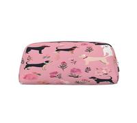 Leather Pouch For Pens, Large Capacity Pencil Case With Silver Zipper, French Bulldog Flowers Pencil Case, Waterproof Pen Bag For Travel School Office Organizer, Pen Pouch Holder Stationery Organizer