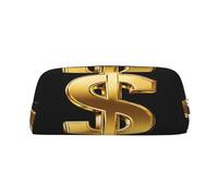 Leather Pouch For Pens, Large Capacity Pencil Case With Silver Zipper, Gold Dollar Sign Pencil Case, Waterproof Pen Bag For Travel, School, Office Organizer, Pen Pouch Holder Stationery Organizer