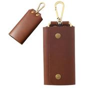 Leather Pouch, Key Organizer, Retro Design 6.3x2.36 inches, Zippered Coin Slot, Compact Belt Clip, Perfect for School Utility, Home Access, Male Travel Gear, Female Daily Carry