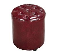 Leather Pouf Cube Ottoman Square Footrest Stylish Coffee Table Wooden Base Small Bench 35x35x40cm (14x14x16inch) - Versatile Home Decor Modern Living Room Furniture