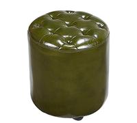 Leather Pouf Cube Ottoman Square Footrest with Wood Base Coffee Table Accent Small Bench 35x35x40cm (14x14x16inch) - Modern Home Decor