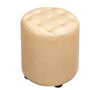 Leather Pouf Cube Ottoman Square Footrest with Wood Base Coffee Table for Living Room Small Bench 35x35x40cm (14x14x16inch) - Stylish & Versatile