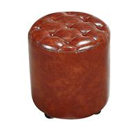 Leather Pouf Cube Upholstered Footstool Square Wooden Ottoman Coffee Table Accent Compact Bench 35x35x40cm (14x14x16inch) - Stylish Home Decor