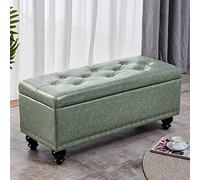 Leather Pouf Footrest2in1 Storage Ottoman & SeatRectangular Footstool for Bedroom Hallway EntrywayIdeal Shoe Change Bench & Decorative Accent