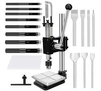 Leather Press Leather Hole Puncher Upgraded Hand Punching Machine for DIY Leather Craft Punching Holes Cutting, Forming Pressing,Install Rivets and Snap Buttons(with Aluminum Plate and 16pcs Tools)