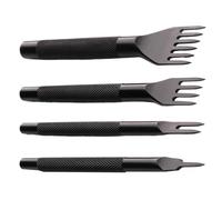 Leather Prong Chisel - Stitching Puncher Kit, Diamond Cutting Tool | Handcrafted Crafting Metal Instrument, Black Pattern Four Millimeter Spacing Steel Gear with Teeth for Hand Sewing