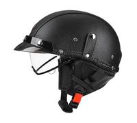 Leather PU Half Helmet Retro Style for Men Women Summer Scooter Motorcycle Helmets ABS Material with Sun Visor Street Riding Daily Commuting. XL/61-62cm