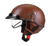 Leather PU Half Helmet Retro Style for Men Women Summer Scooter Motorcycle Helmets ABS Material with Sun Visor Street Riding Daily Commuting. XXL/63-64cm