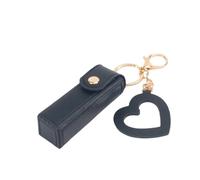 Leather PU Ladies Lipstick Portable Lip Balm Storage Bag Lipstick Protective Sleeve(Black)