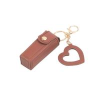 Leather PU Ladies Lipstick Portable Lip Balm Storage Bag Lipstick Protective Sleeve(Brown)