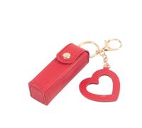 Leather PU Ladies Lipstick Portable Lip Balm Storage Bag Lipstick Protective Sleeve(Red)